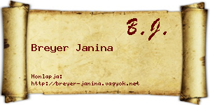 Breyer Janina névjegykártya
